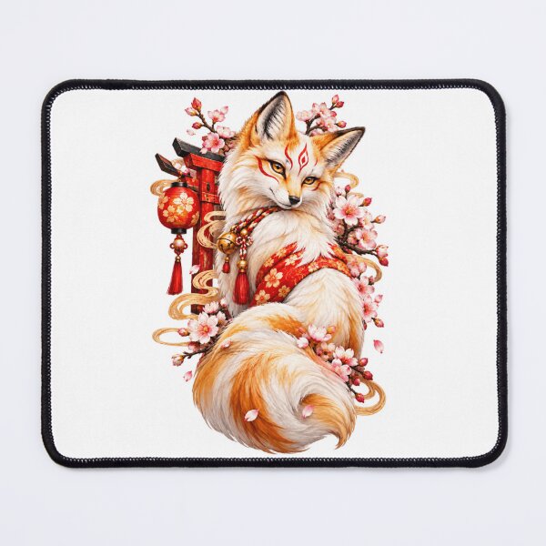 Item preview, Elegant Kitsune Fox in Traditional Japanese Kimono with Sakura designed and sold by CzipipitoStudio.