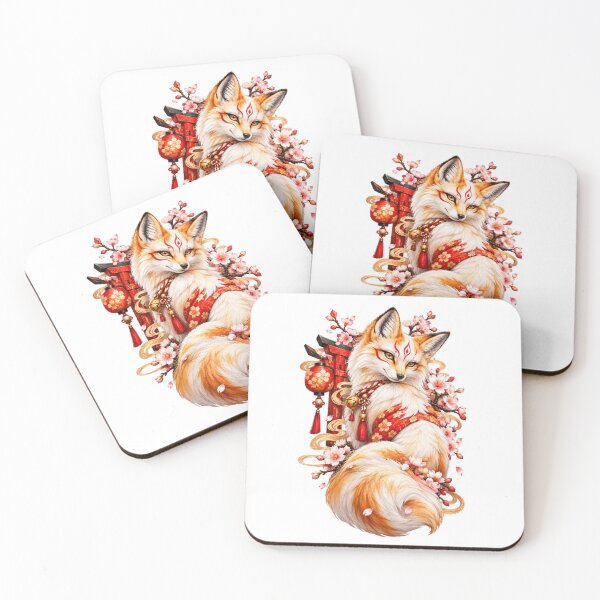 Item preview, Elegant Kitsune Fox in Traditional Japanese Kimono with Sakura designed and sold by CzipipitoStudio.