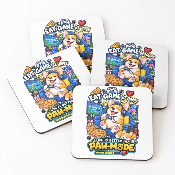Item preview, Cute Corgi Gamer – Eat Game Be Happy – Funny Gaming Dog designed and sold by JrNergal.