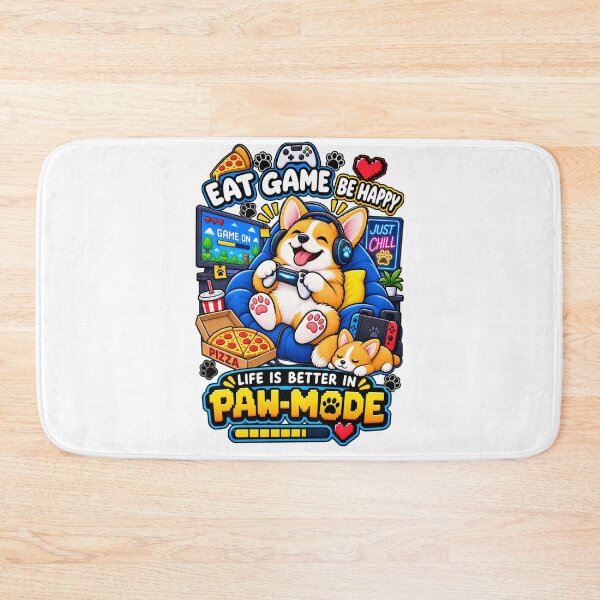 Item preview, Cute Corgi Gamer – Eat Game Be Happy – Funny Gaming Dog designed and sold by JrNergal.
