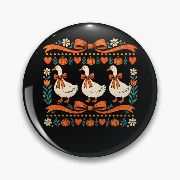 Item preview, Retro Geese Pumpkins Bows Hearts Autumn Folk Art designed and sold by Moizento.