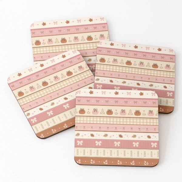 Item preview, Coquette Autumn Ribbon Stripe Pattern | Cute Pink & Brown Fall Aesthetic designed and sold by MiaBellaGirl.