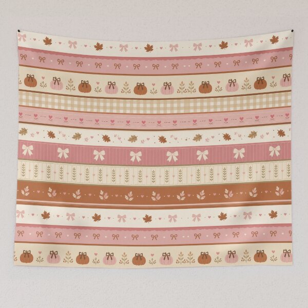 Item preview, Coquette Autumn Ribbon Stripe Pattern | Cute Pink & Brown Fall Aesthetic designed and sold by MiaBellaGirl.