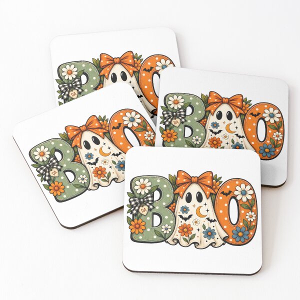 Item preview, Cute Boo Ghost Coquette Floral Bow Halloween Typography Art designed and sold by DesignArtist.ia.