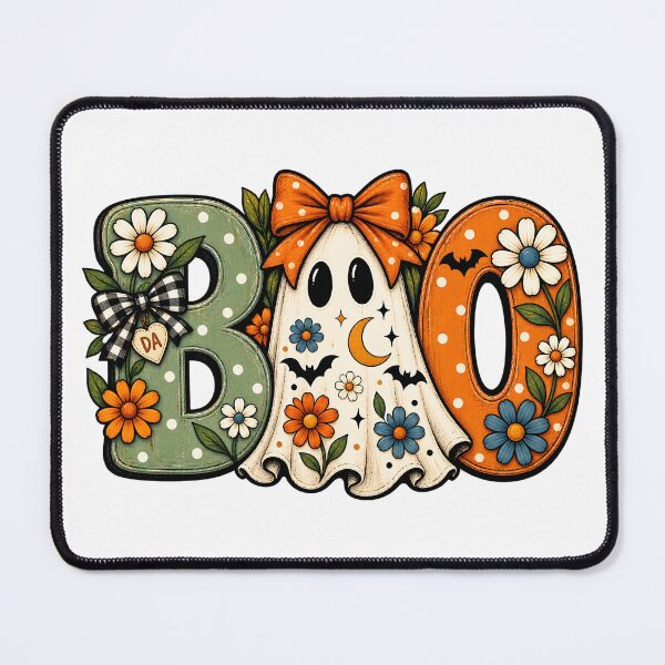 Item preview, Cute Boo Ghost Coquette Floral Bow Halloween Typography Art designed and sold by DesignArtist.ia.