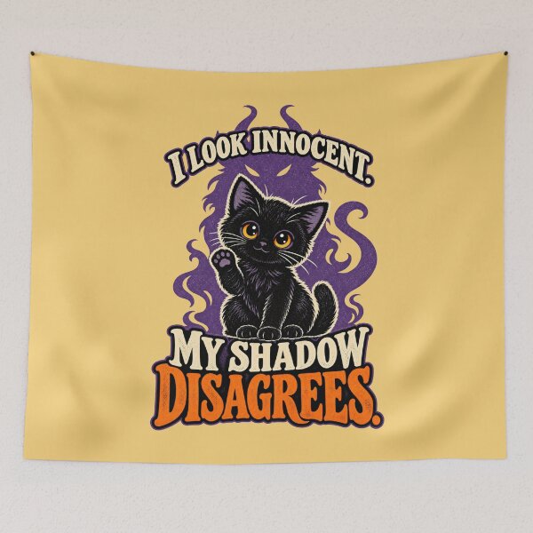 Item preview, Cute Evil Black Cat With Demon Shadow designed and sold by Meandmyshop.