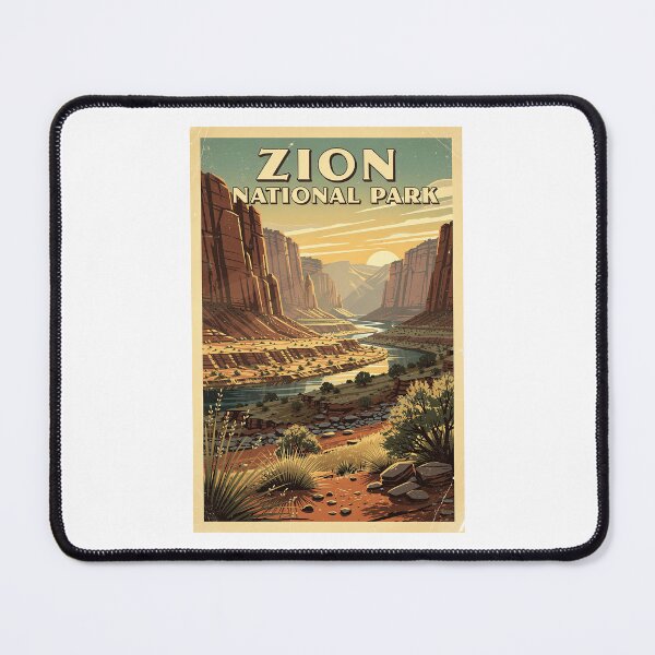 Item preview, Zion National Park Vintage Travel Art designed and sold by Teelogic.