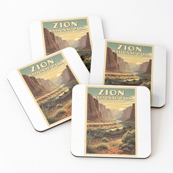 Item preview, Zion National Park Vintage Travel Art designed and sold by Teelogic.
