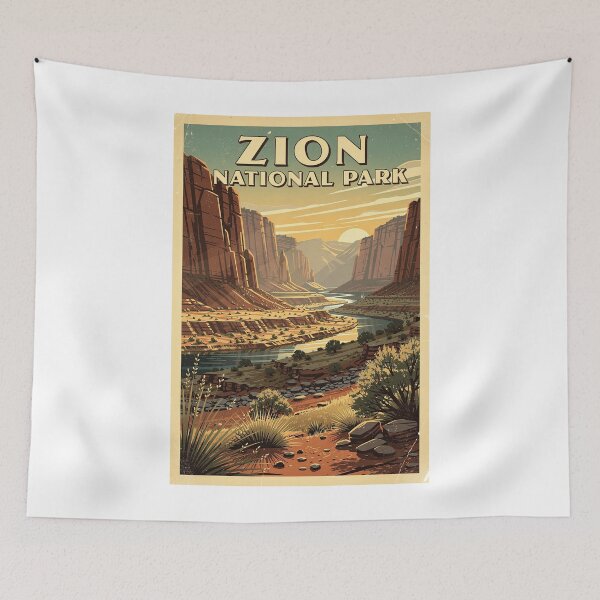 Item preview, Zion National Park Vintage Travel Art designed and sold by Teelogic.