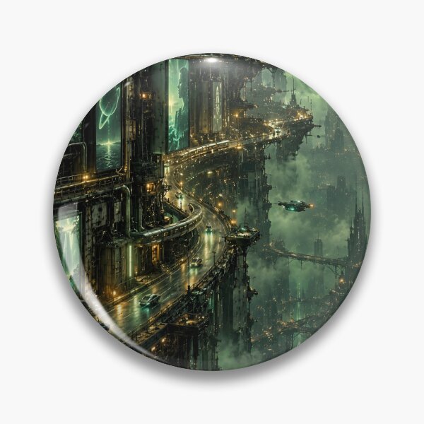 Item preview, Futuristic Green Cyberpunk City Sci Fi Megacity designed and sold by IRON SIREN.