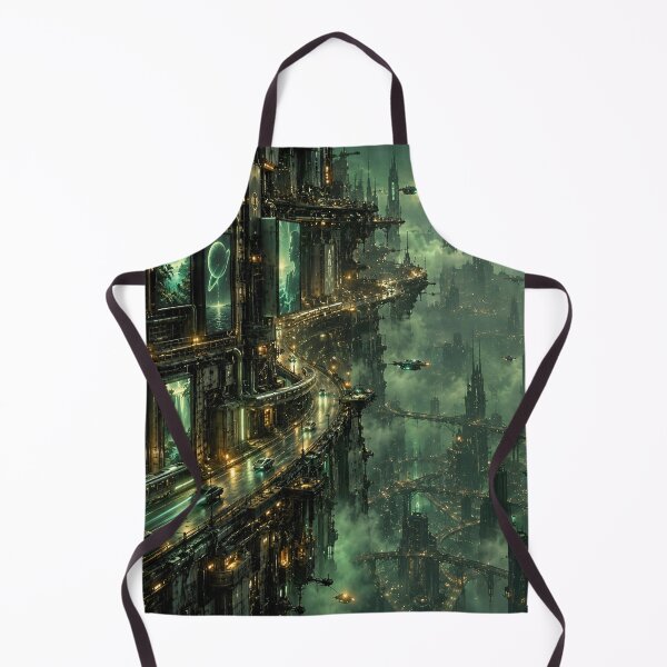 Item preview, Futuristic Green Cyberpunk City Sci Fi Megacity designed and sold by IRON SIREN.