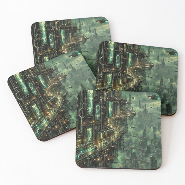 Item preview, Futuristic Green Cyberpunk City Sci Fi Megacity designed and sold by IRON SIREN.