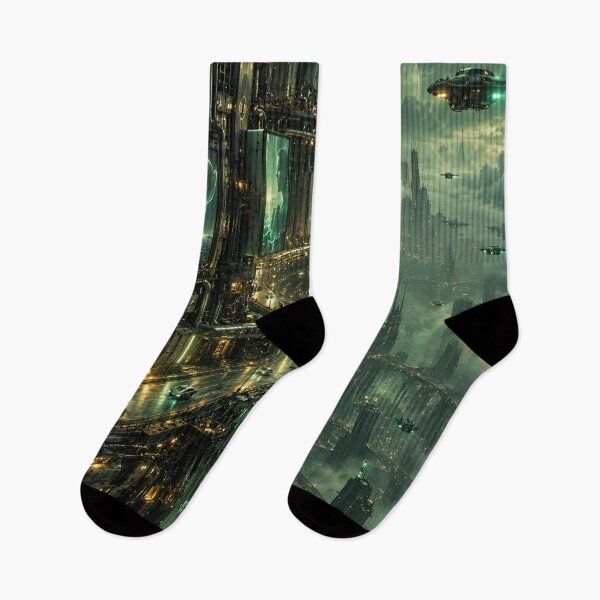 Item preview, Futuristic Green Cyberpunk City Sci Fi Megacity designed and sold by IRON SIREN.