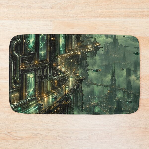 Item preview, Futuristic Green Cyberpunk City Sci Fi Megacity designed and sold by IRON SIREN.
