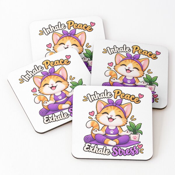 Item preview, Cute Yoga Cat – Inhale Peace Exhale Stress – Kawaii Cat Yoga designed and sold by JrNergal.