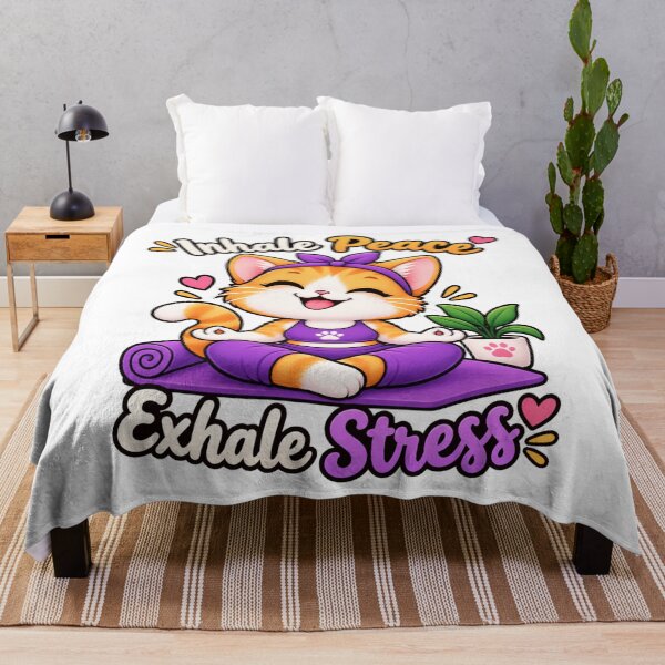 Item preview, Cute Yoga Cat – Inhale Peace Exhale Stress – Kawaii Cat Yoga designed and sold by JrNergal.