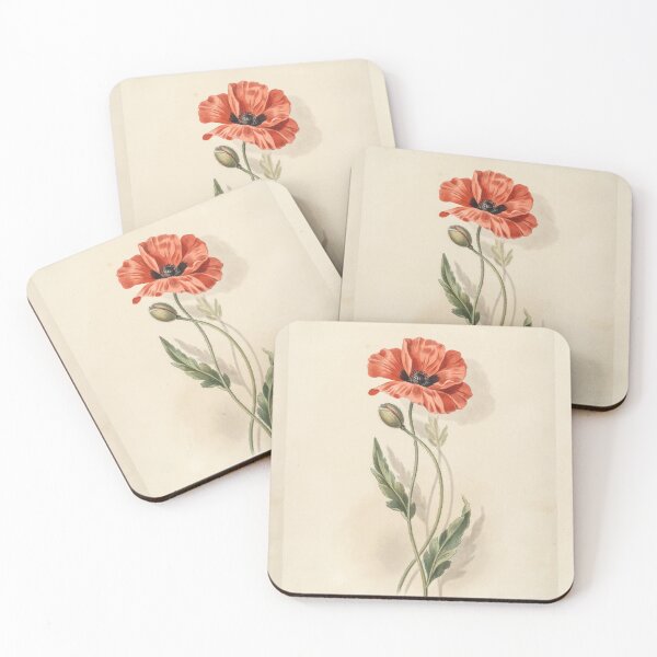 Item preview, Vintage Red Poppy Botanical Illustration | Antique Wildflower Print designed and sold by NuvoraNest.