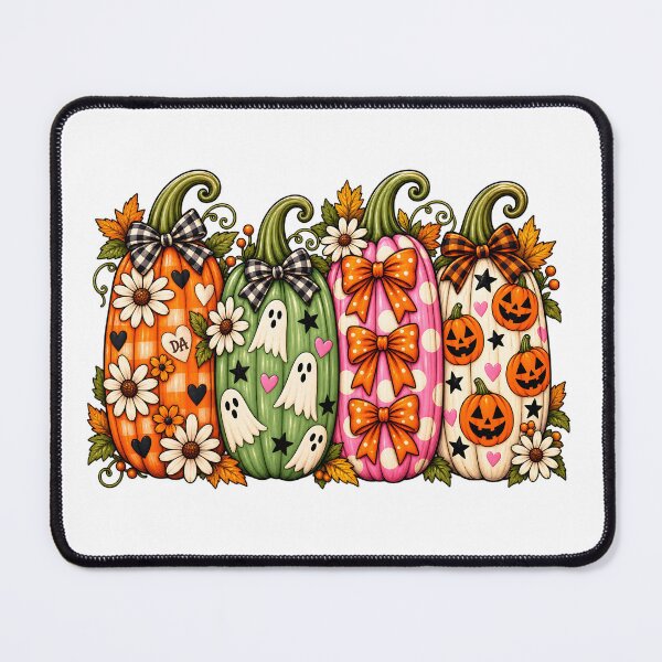 Item preview, Coquette Pumpkin Stack Pink Green Orange Gingham Bow Halloween Art designed and sold by DesignArtist.ia.