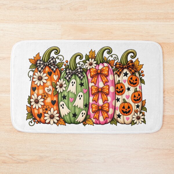 Item preview, Coquette Pumpkin Stack Pink Green Orange Gingham Bow Halloween Art designed and sold by DesignArtist.ia.
