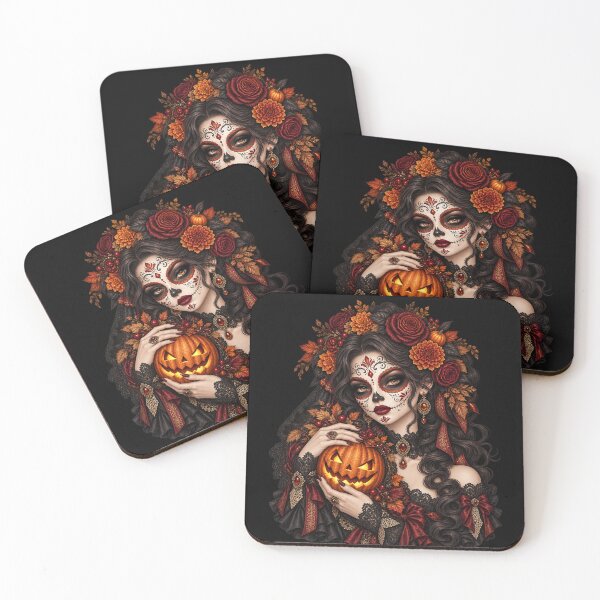 Item preview, Catrina with Pumpkin – Autumnal Día de los Muertos Gothic designed and sold by Lichtisign.