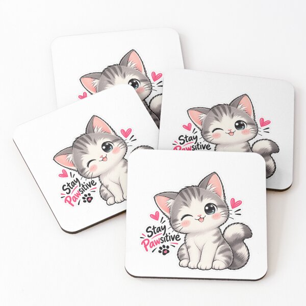 Item preview, Cute Stay Pawsitive Kawaii Kitten Winking Cat Lover Sticker designed and sold by PRIME4YOU.