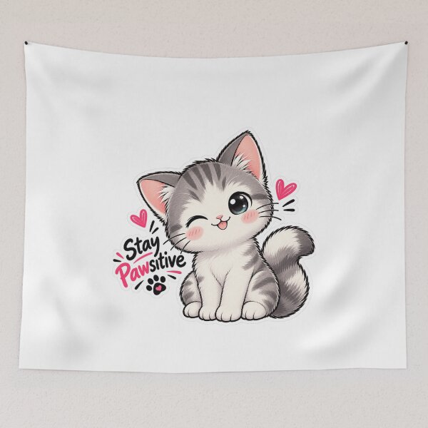 Item preview, Cute Stay Pawsitive Kawaii Kitten Winking Cat Lover Sticker designed and sold by PRIME4YOU.