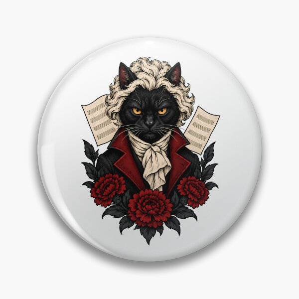 Aperçu de l'œuvre Classical Virtuoso Black Cat Composer Art créée et vendue par Old's Cool Cat Studio.
