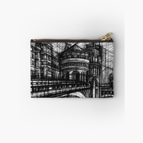 Item preview, Imaginary City Architectural Sketch – Black and White Urban Fantasy Art designed and sold by IlustratorCAT.