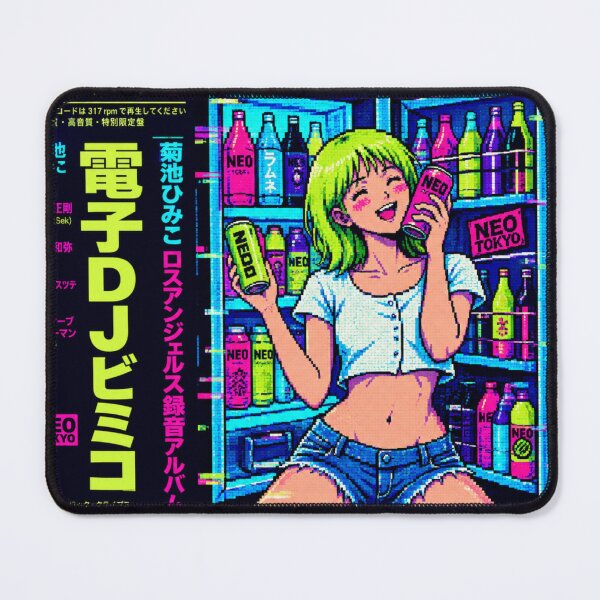 Item preview, Retro Japanese Anime Cyberpunk DJ Girl Pixel Art designed and sold by zumerdiego.