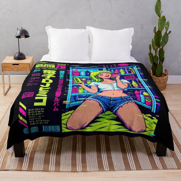 Item preview, Retro Japanese Anime Cyberpunk DJ Girl Pixel Art designed and sold by zumerdiego.