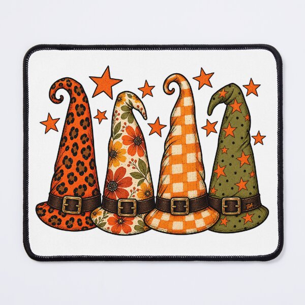 Item preview, Retro Patterned Witch Hats Leopard Floral Plaid Halloween Art designed and sold by DesignArtist.ia.