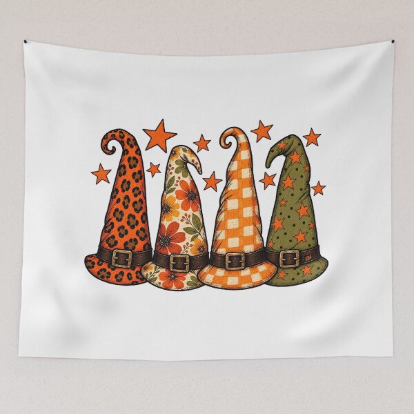 Item preview, Retro Patterned Witch Hats Leopard Floral Plaid Halloween Art designed and sold by DesignArtist.ia.