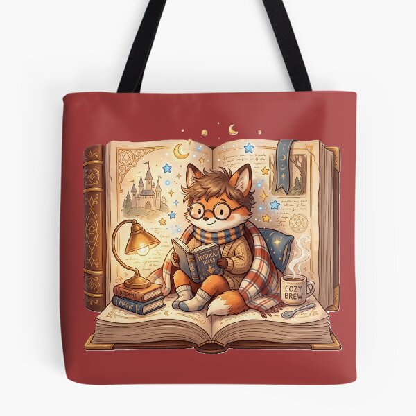 Item preview, Cozy Fox Bookworm Reading a Magical Story – Fantasy Book Lover Illustration designed and sold by Unwrapfashion.