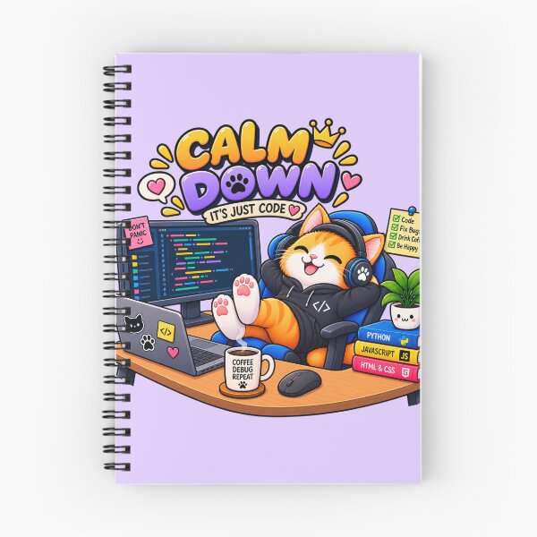 Item preview, Cute Cat Programmer – Calm Down It’s Just Code – Funny Coding Cat designed and sold by JrNergal.
