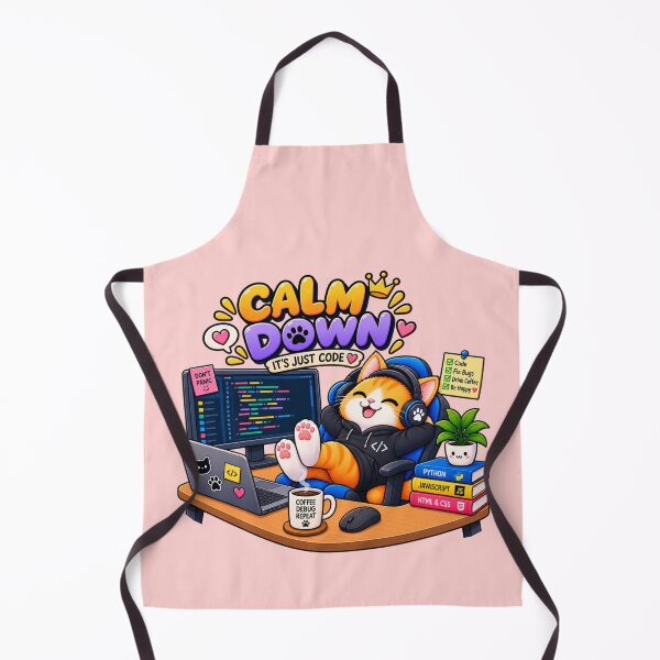 Item preview, Cute Cat Programmer – Calm Down It’s Just Code – Funny Coding Cat designed and sold by JrNergal.