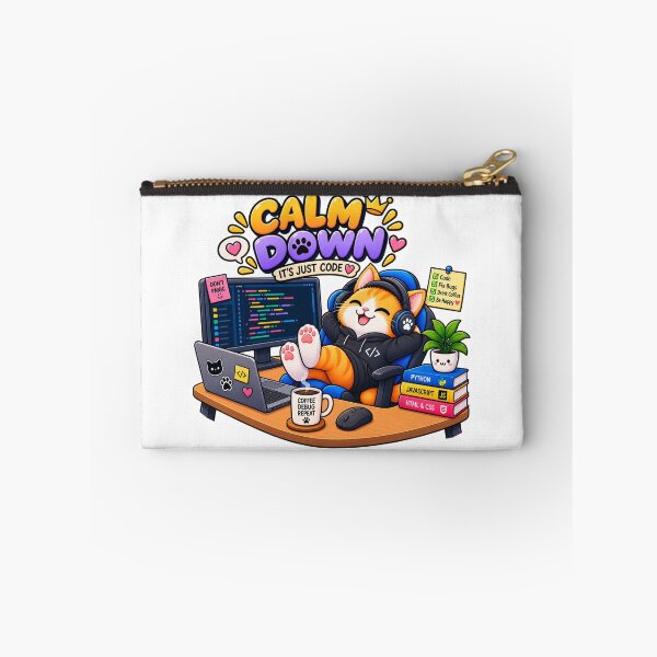 Item preview, Cute Cat Programmer – Calm Down It’s Just Code – Funny Coding Cat designed and sold by JrNergal.