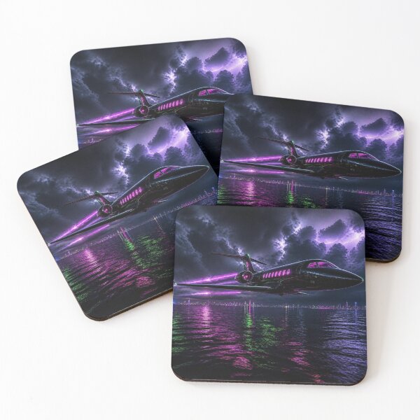 Item preview, Cyberpunk Private Jet - Neon Purple Lightning Storm designed and sold by LazyDayzCo.