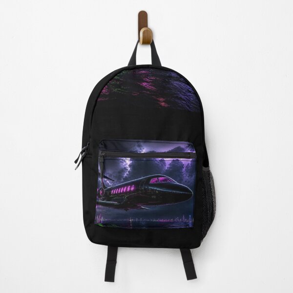 Item preview, Cyberpunk Private Jet - Neon Purple Lightning Storm designed and sold by LazyDayzCo.
