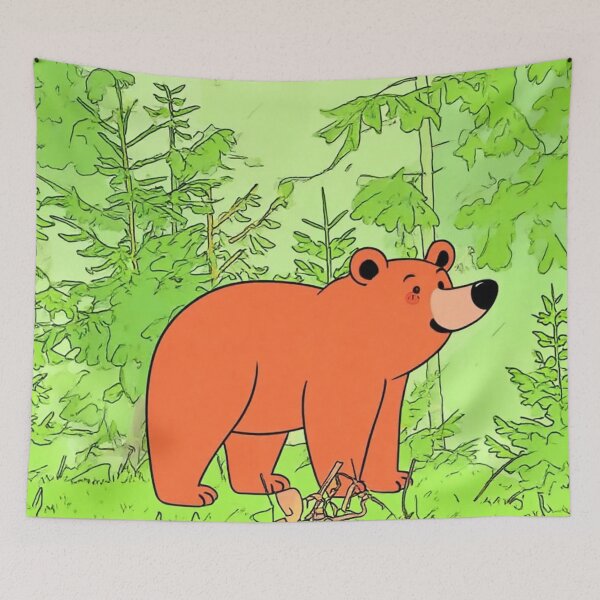 Item preview, Friendly Brown Bear in Woodland Forest – Cute Nature Illustration designed and sold by BLUESKY11a.