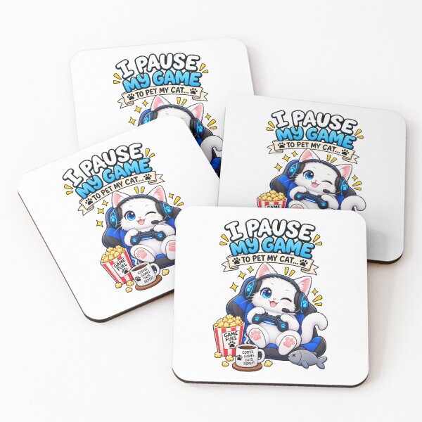 Item preview, Cute Gamer Cat – I Pause My Game to Pet My Cat Funny Gaming Design designed and sold by JrNergal.