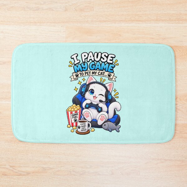 Item preview, Cute Gamer Cat – I Pause My Game to Pet My Cat Funny Gaming Design designed and sold by JrNergal.