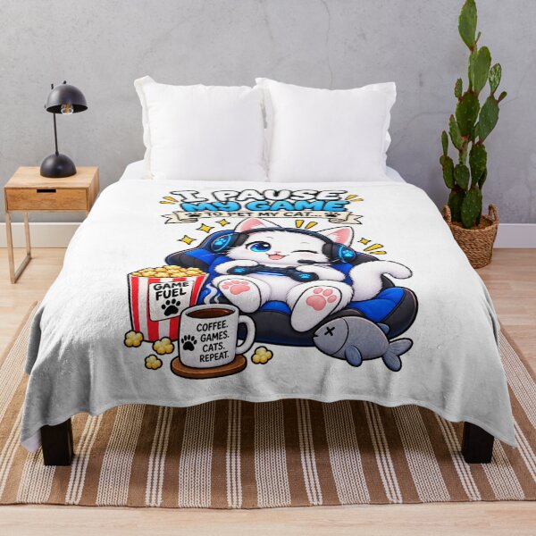 Item preview, Cute Gamer Cat – I Pause My Game to Pet My Cat Funny Gaming Design designed and sold by JrNergal.