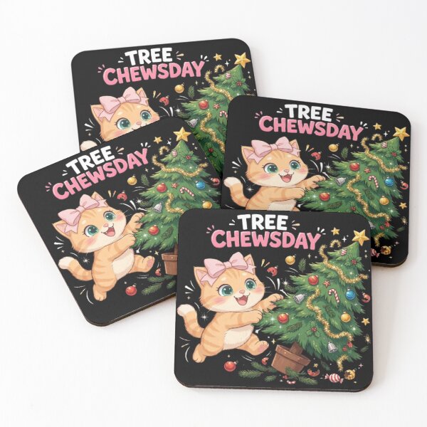 Item preview, Funny Christmas Cat Tree Chewsday Chaos designed and sold by Luna's World - Moody Vibes Studio.