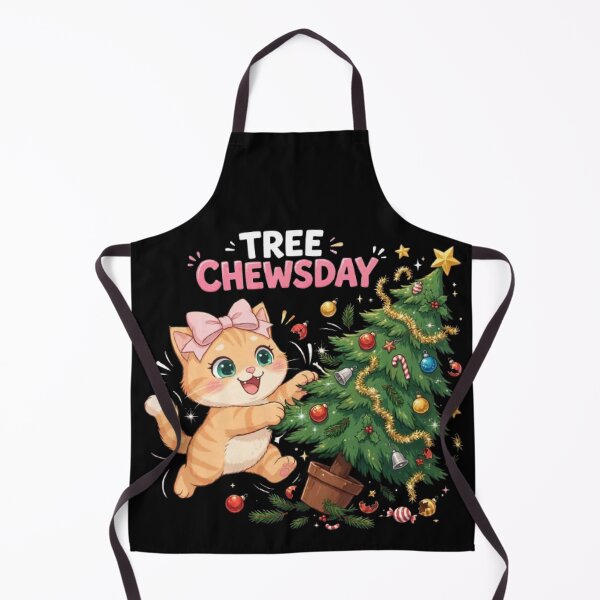 Item preview, Funny Christmas Cat Tree Chewsday Chaos designed and sold by Luna's World - Moody Vibes Studio.
