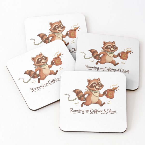 Item preview, Running on Caffeine & Chaos T-Shirt | Funny Raccoon Coffee Lover Shirt | Rocco & Co. | Sarcastic Coffee Addict Gift designed and sold by abdelhamid85.