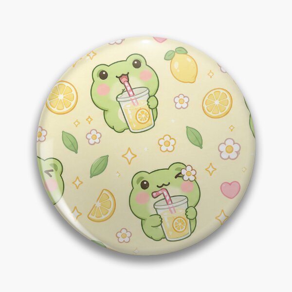 Item preview, Kawaii Frog Lemonade Pastel Pattern designed and sold by Soft Berry Studio.