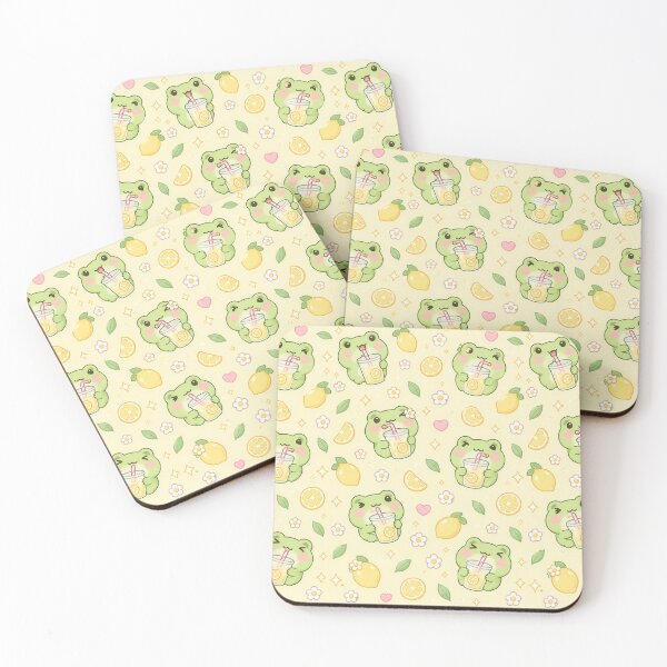 Item preview, Kawaii Frog Lemonade Pastel Pattern designed and sold by Soft Berry Studio.