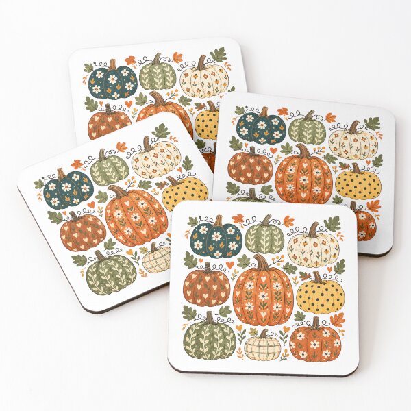 Item preview, Pumpkins With Floral Hearts And Autumn Patterns designed and sold by Moizento.