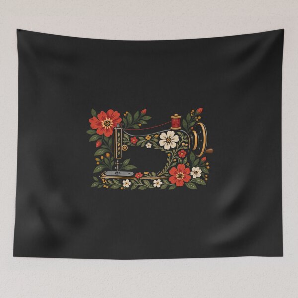 Item preview, Vintage Floral Sewing Machine Folk Art Sewing Design #1 designed and sold by SalahBlt.