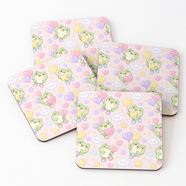 Item preview, Kawaii Frog Balloon Pastel Pattern designed and sold by Soft Berry Studio.